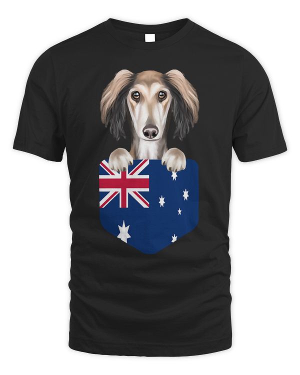 Australia Flag Saluki Dog In Pocket Sweatshirt