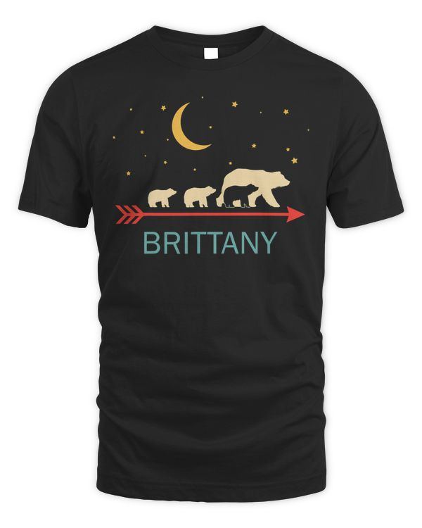 Brittany Name Gift Personalized Mama Bear With 3 Cubs T-Shirt