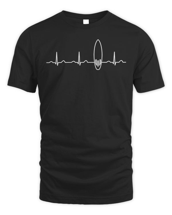 Funny Surf Board Heartbeat Apparel, Fun Surfing Mens Boys T-Shirt