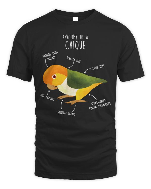 Anatomy of a White-Bellied Caique, Cute Funny Bird Parrot T-Shirt