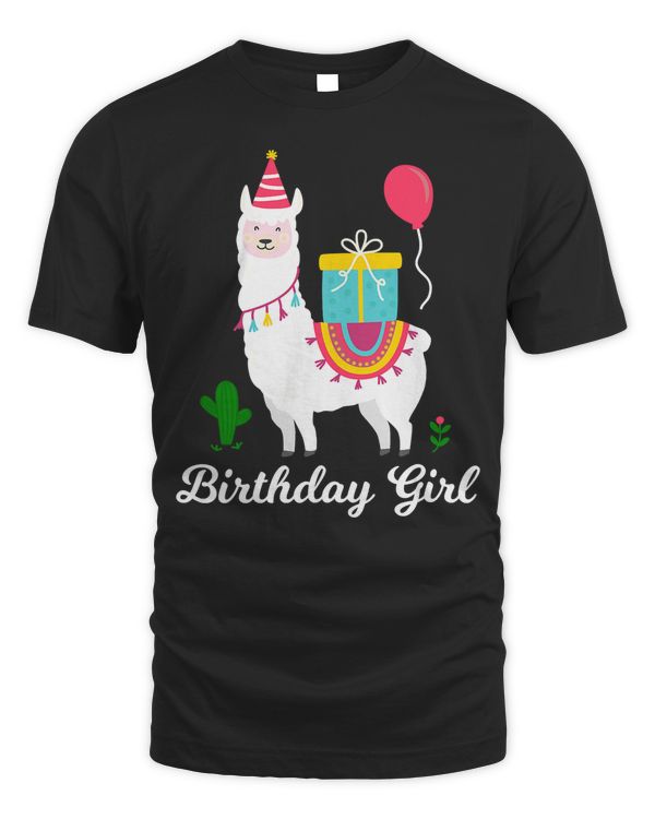 Cool Cute Alpaca Llama Cactus Girls Birthday Party Animal T-Shirt