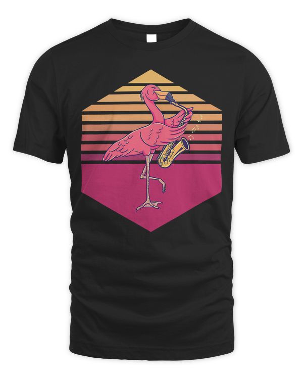 Flamingo Playing Saxophone Vintage T-Shirt