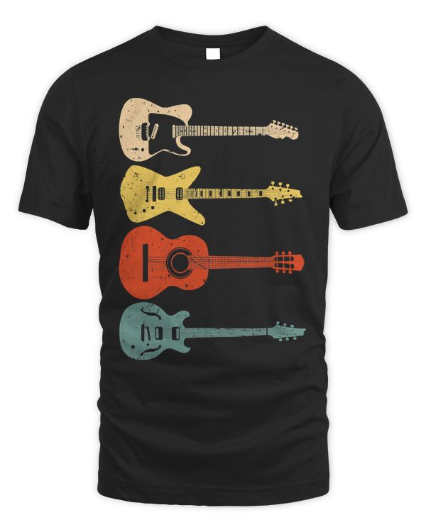 Cool Guitar Players Art Men Women Vintage Acoustic Guitarist T-Shirt