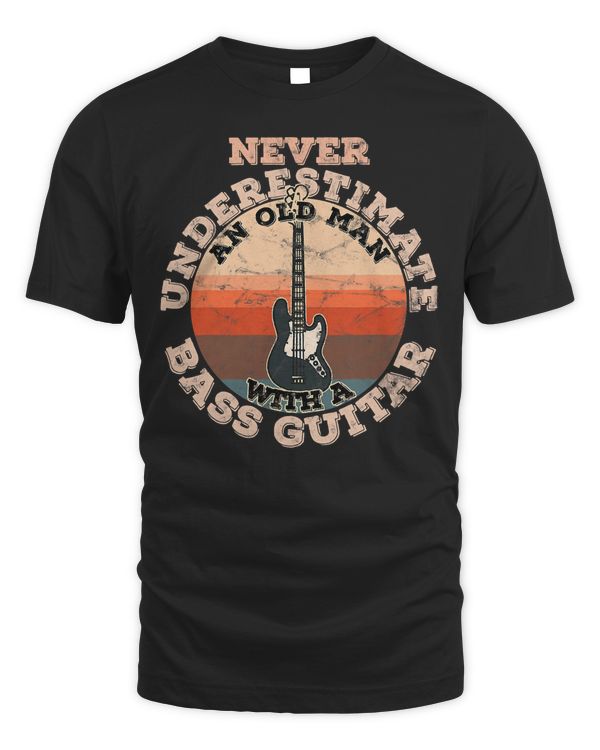 Mens Never underestimate an old man with a Bass Guitar T-Shirt