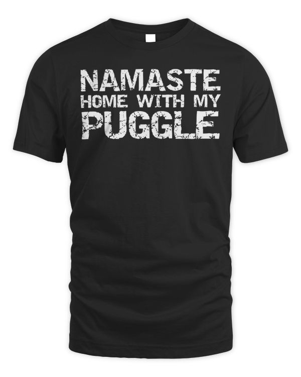 Funny Yoga Pun Introvert Saying Namaste Home with My Puggle Pullover Hoodie