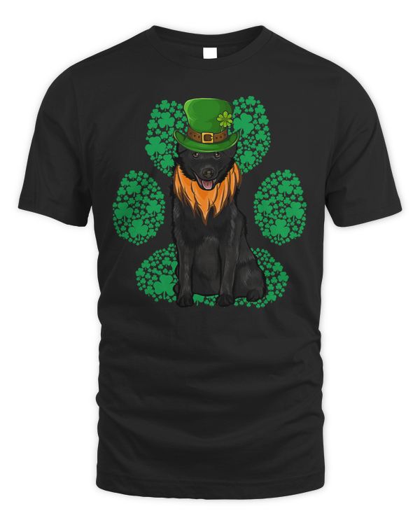 Leprechaun Schipperke St Patricks Day Shamrock Paw T-Shirt