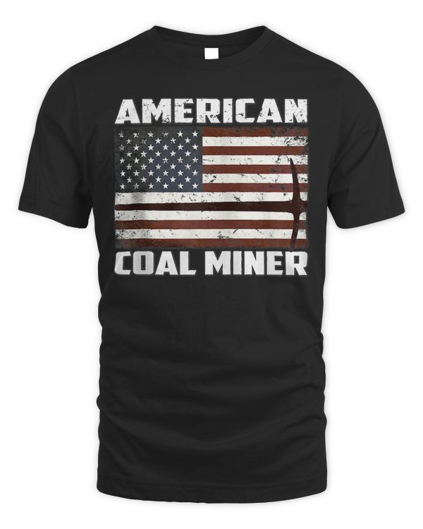American Coal Miner Profession Gift US Flag Mining Pick Axe Zip Hoodie