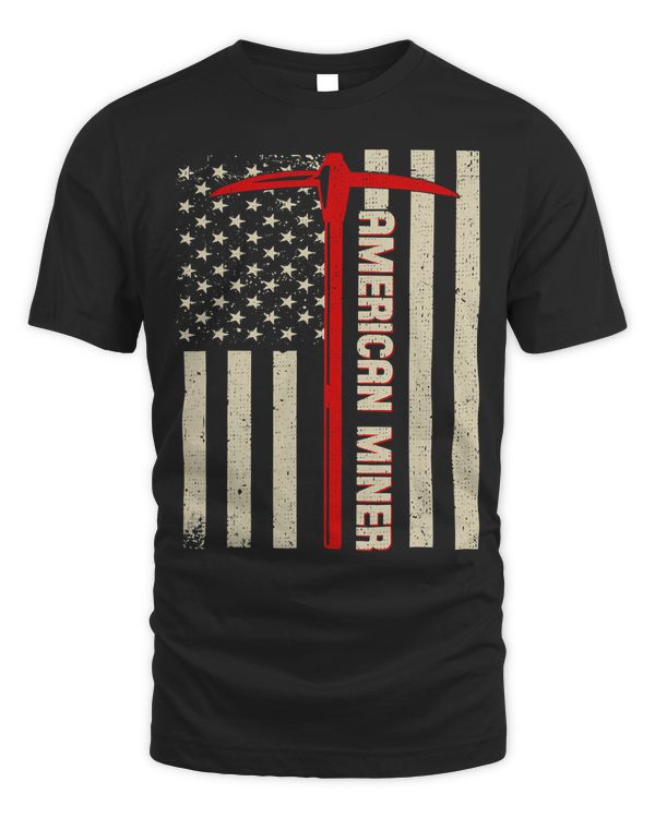 American Miner USA Flag For A Coal Miner T-Shirt