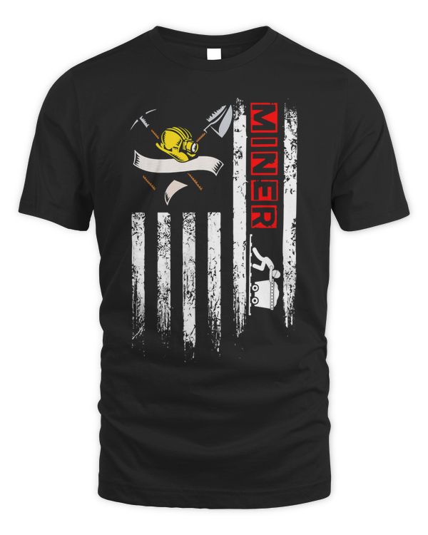 Coal Miner American USA Flag Mineworker Mining Miners Digger T-Shirt