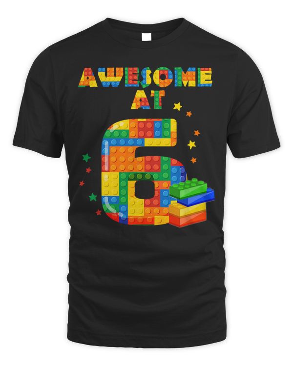 Birthday Shirt For Kids 6 Building Blocks Bricks Party Shirt T-Shirt