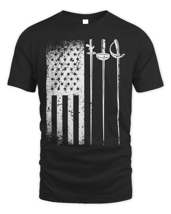 American Fencing Gear Patriotic USA Flag Fencer 4th of July T-Shirt