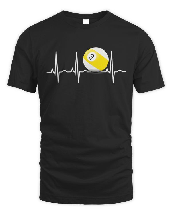 9 Ball Shirt - Pool Player Nine Ball Heartbeat Gift T-Shirt