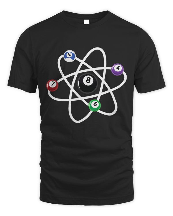 Billiards Atom Science Shirt 8-Ball Pool Lovers Billiard T-Shirt