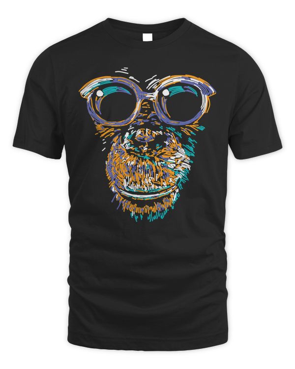Awesome Monkey With Glasses Face Animal Lover Cool Primate T-Shirt