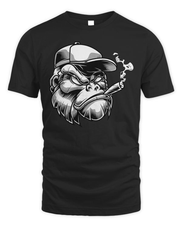 Cigar Smoking Gorilla Silverback Monkey Ape Gift T-Shirt