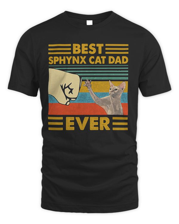 Best Sphynx Cat Dad Ever Retro Vintage Sunset T-Shirt