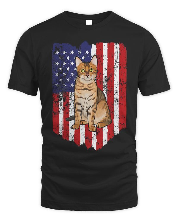 American Flag Bengal 4th Of July Cat T-Shirt