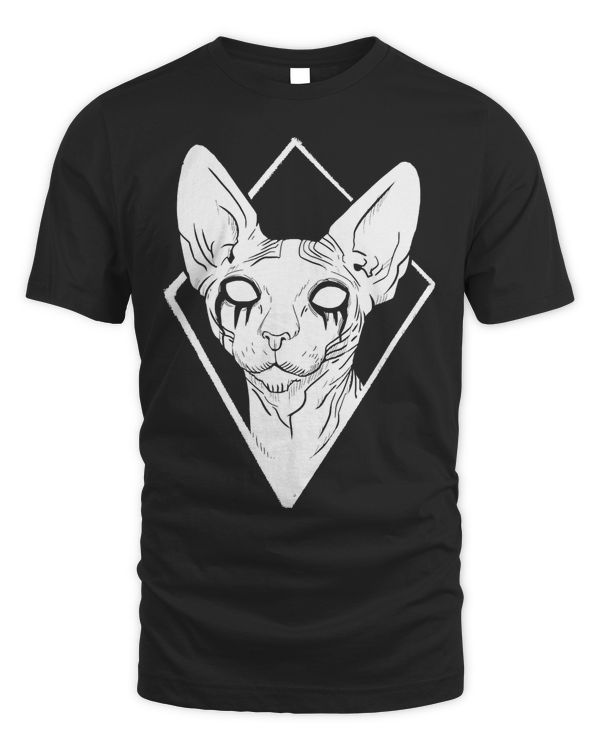 Black Metal Sphynx Cat Death Metal Goth T-Shirt