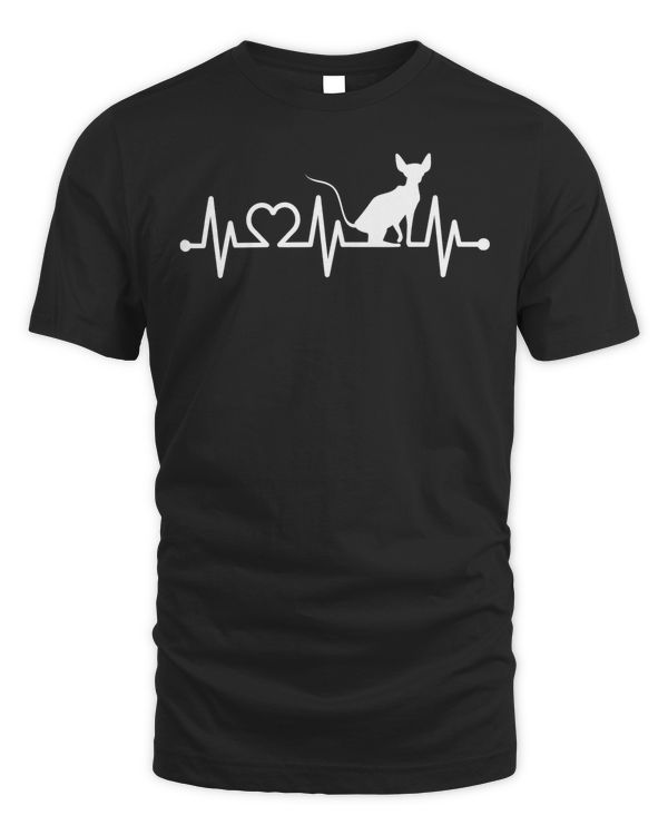 ECG Heartbeat Pulse Heart Sphynx for Sphinx Cat Owners T-Shirt