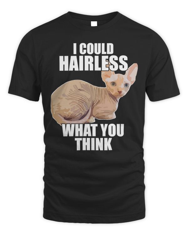 Funny Hairless Cat Sphynx Cat Pun Meme Gift For Men Women T-Shirt