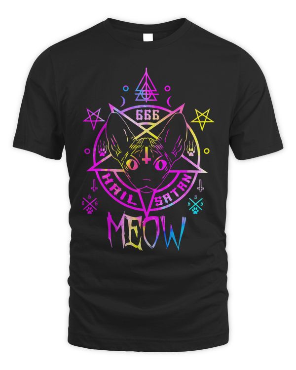 Hail Satan Meow Demonic Sphynx Cat 666 Funny Cats T-Shirt Pullover Hoodie