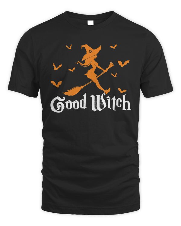 Good Witch Flying on a Broom with Cute Hat Funny Halloween Gifts for Women T-Shirt
