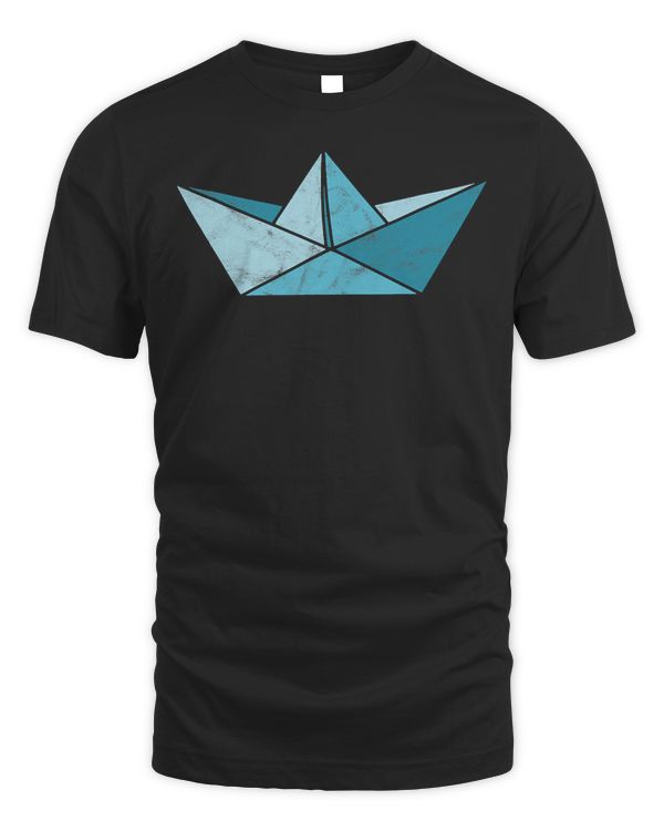 Blue Paper Sailboat - Origami T-Shirt