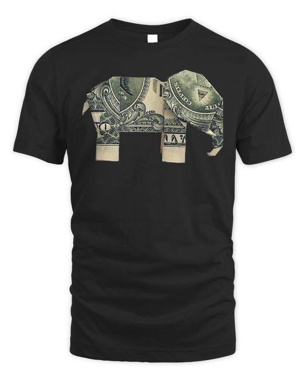 Dollar Bill Origami Elephant T-Shirt-Good Luck Shirt