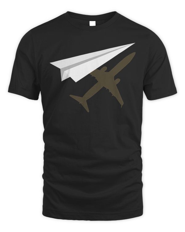 Flying Paper Airplane Silhouette  Cool Paper Plane Pilot T-Shirt
