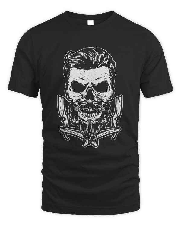 Barber Skull Barbershop Hairstylist Gift T-Shirt