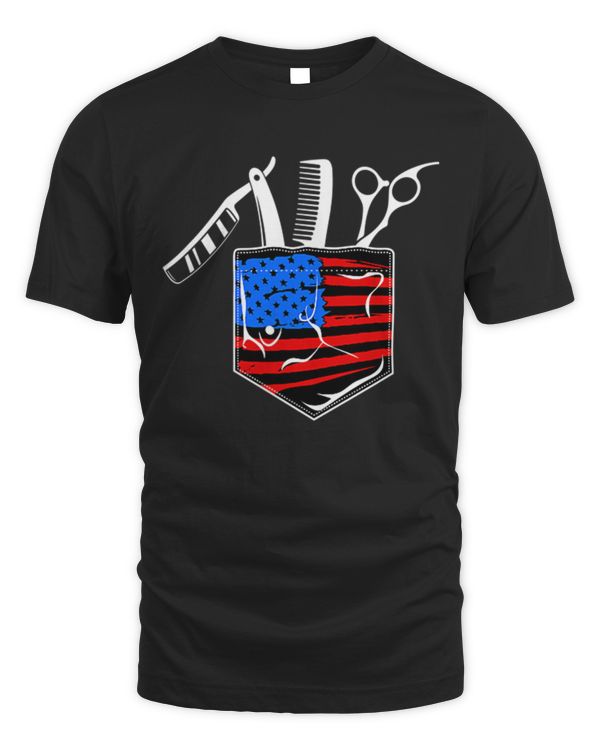 American Barber hairdresser hairstylist tools in a pocket T-Shirt