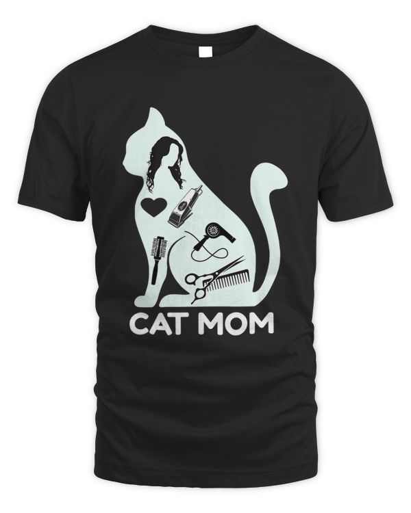 Cat Mom  Funny Cat Lover Hairdresser Hairstylist Barber T-Shirt