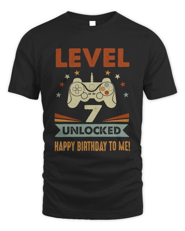 7th Birthday Shirt Level 7 Unlocked Happy Birthday To Me