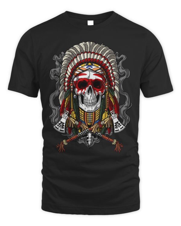Native American Chief Skull axe T-Shirt
