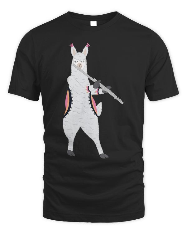 Alpaca Playing the Flute Music Orchestra T-Shirt