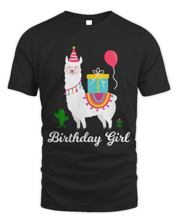 Cool Cute Alpaca Llama Cactus Girls Birthday Party Animal T-Shirt