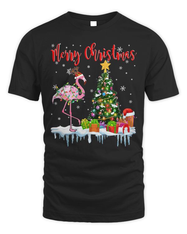 Flamingo Merry Christmas Cute Christmas Light Santa Reindeer Flamingo 253