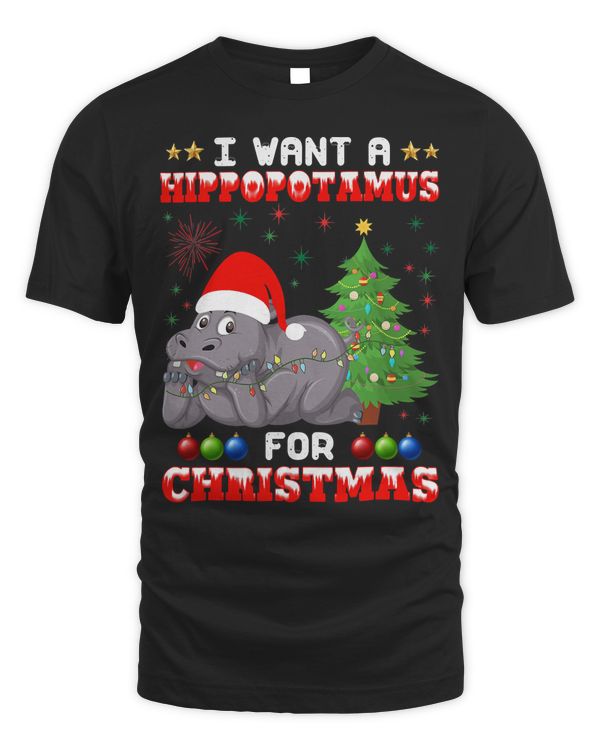 Hippopotamus I Want A Hippopotamus For Christmas Hippo Pajamas Xmas Tree 194 Hippo