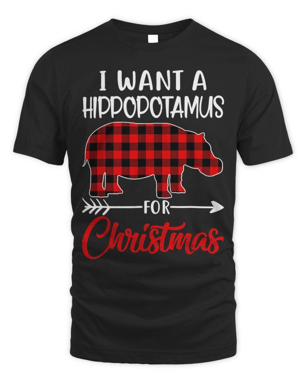 Hippopotamus I Want A Hippopotamus For Christmas Hippo Plaid 210 Hippo