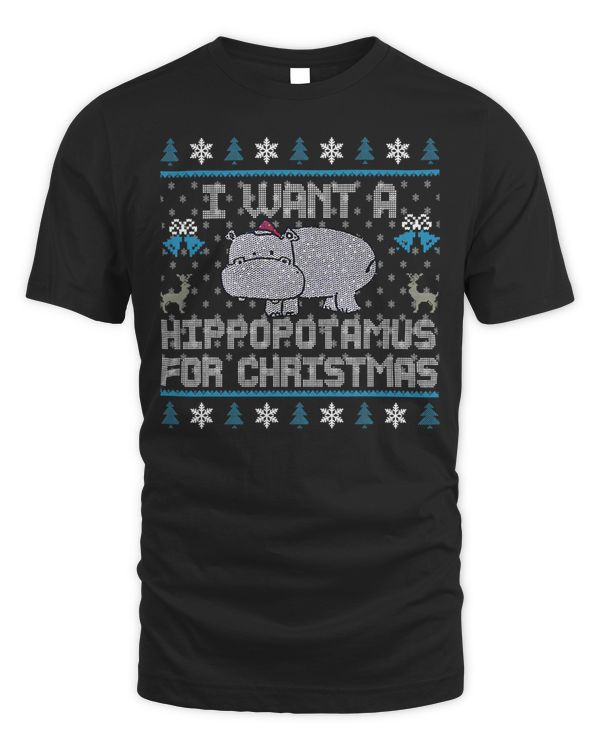 Hippopotamus I Want A Hippopotamus For Christmas Hippo Ugly Sweater 3 Hippo
