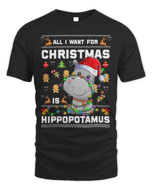Hippopotamus All I Want For Christmas Is Hippopotamus Ugly Sweater Hippo 208 Hippo