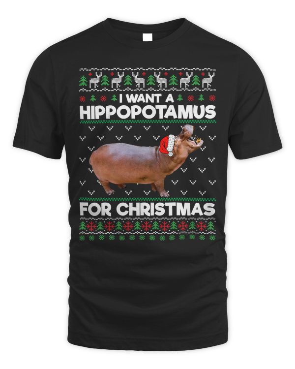 Hippopotamus I Want A Hippopotamus For Christmas Hippo Ugly Xmas Pajama 353 Hippo
