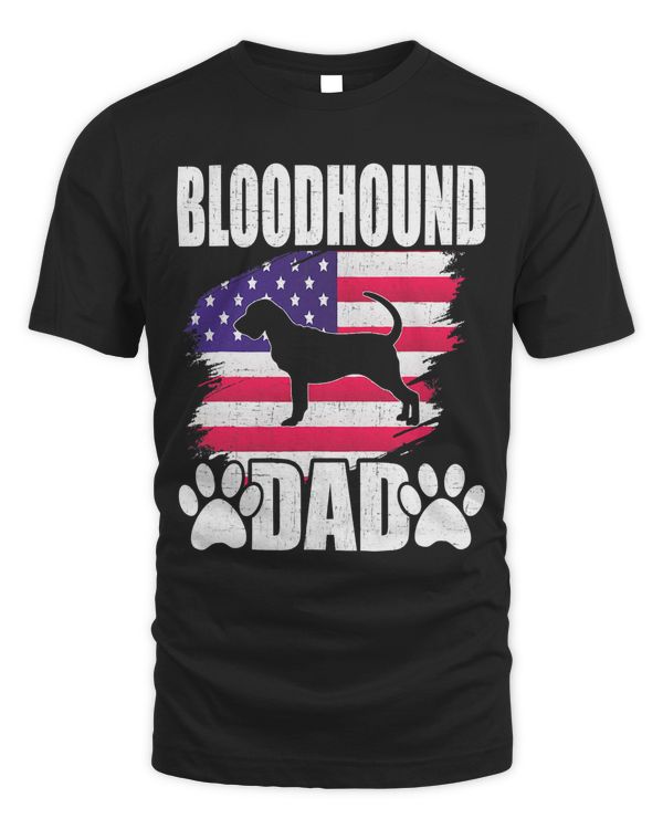 Bloodhound Dad Dog Lover American US Flag T-Shirt