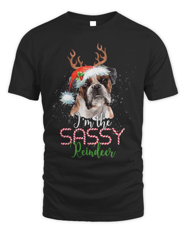 Boxer Christmas Dog I'm The Sassy Reindeer 324