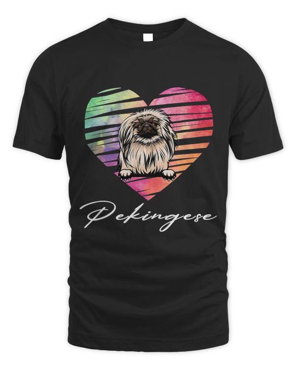 Cute Colorful Heart Pekingese Dog Lover Gift T-Shirt