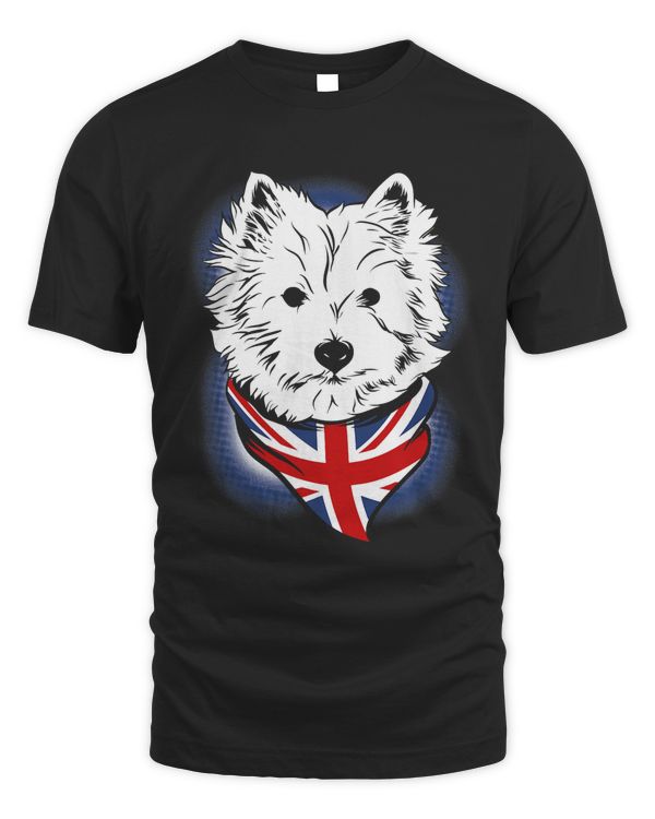 Westie Dog West Highland Terrier UK Flag Scarf T-shirt