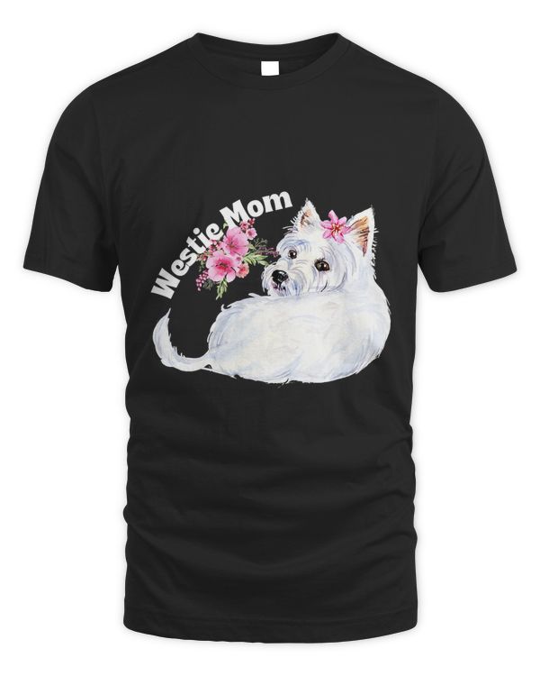 Westie Mom Floral West Highland Terrier Dog T-Shirt