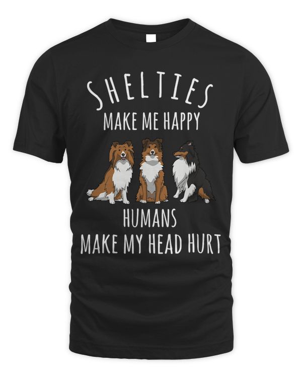 Adorable Shelties Make Me Happy, Sheltie Gift Funny T-Shirt