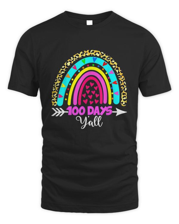 Leopard Rainbow 100 Days Y'all 100th Day Of School Teacher
