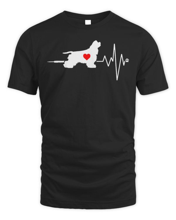 Heartbeat tee English Cocker Spaniel Dog Heartbeat Gift Dog